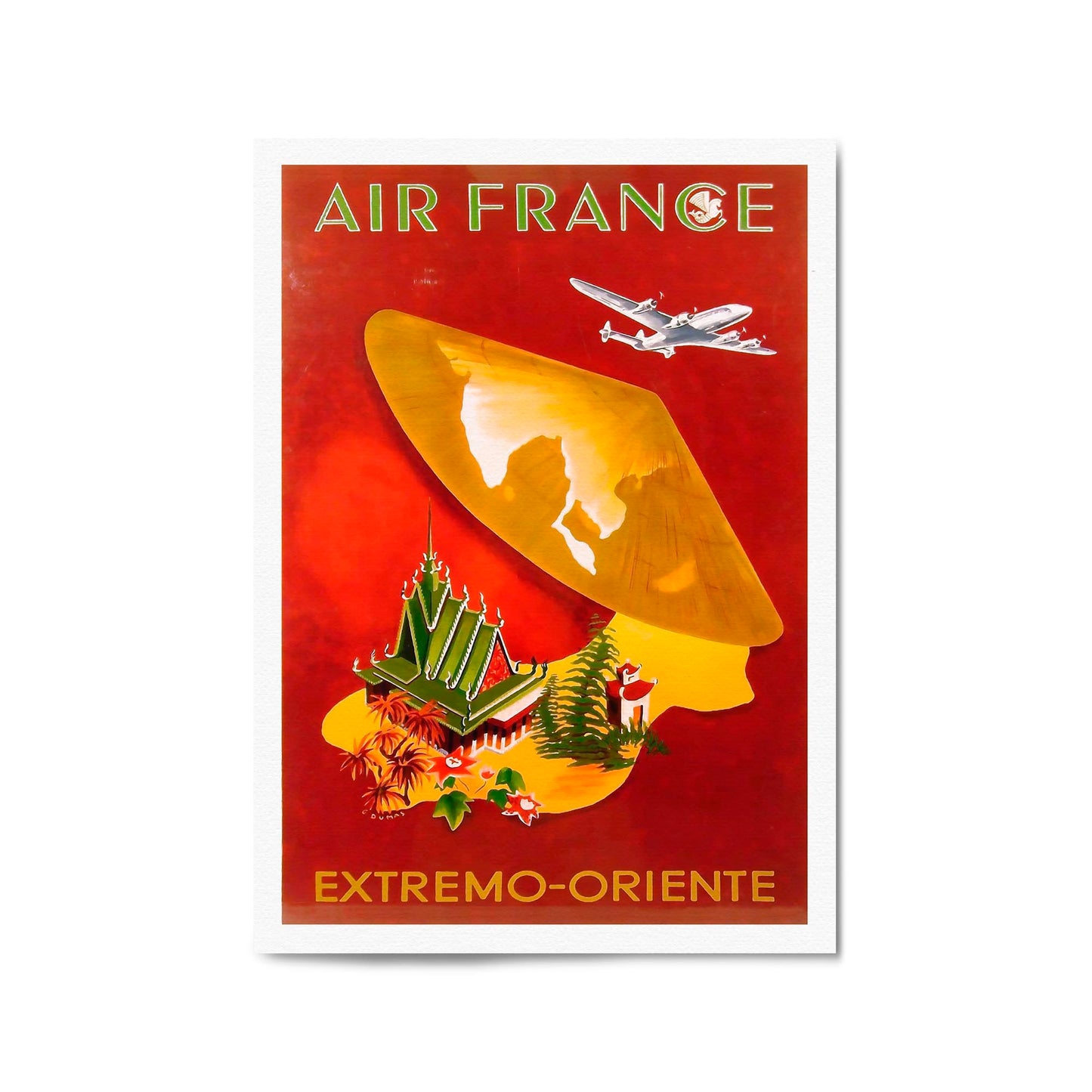 China by Air France Vintage Travel Advert Wall Art - The Affordable Art Company