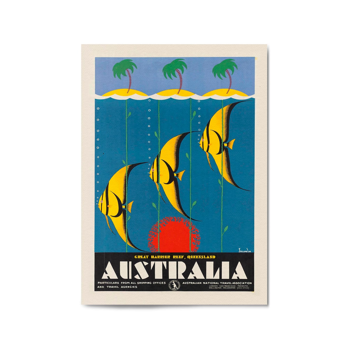 Great Barrier Reef, Australia Vintage Travel Advert Wall Art - The Affordable Art Company