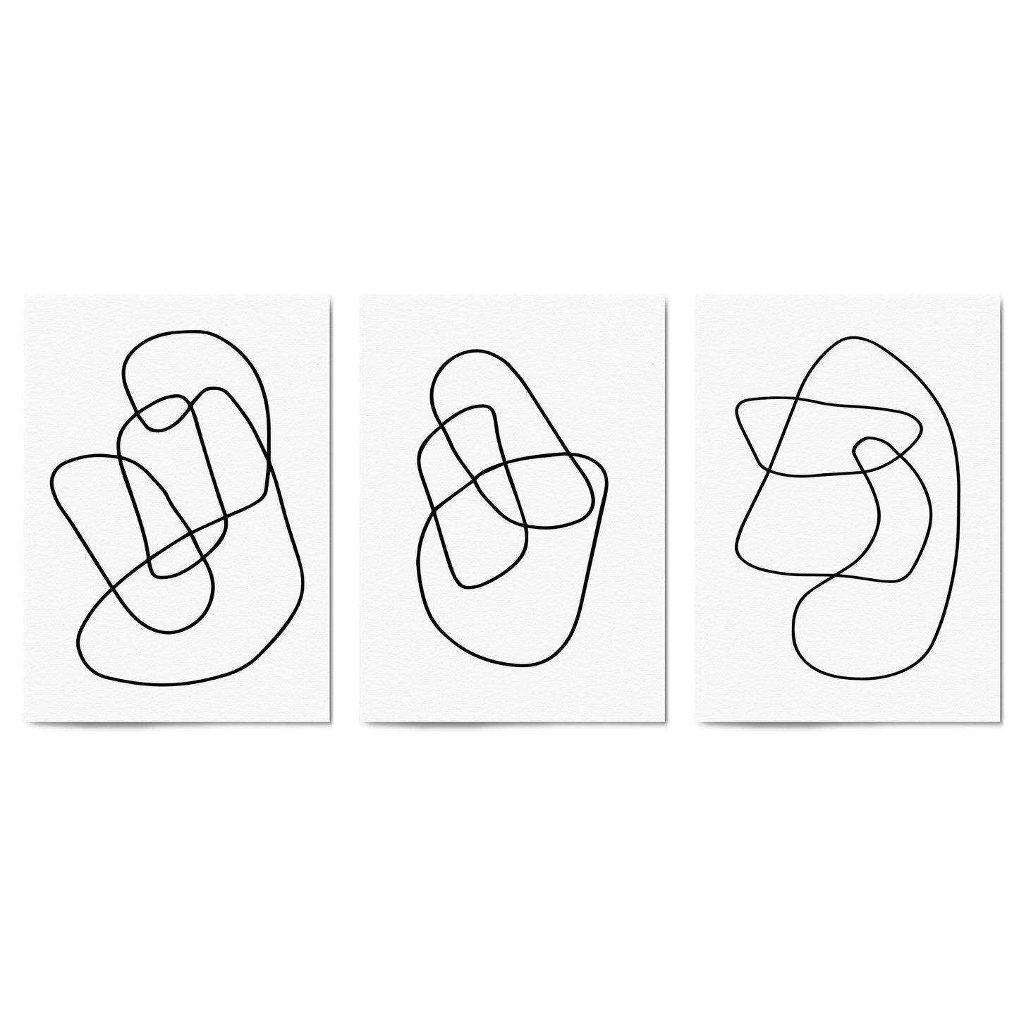 Set of Abstract Line Drawing Minimal Shape Wall Art #1 - The Affordable Art Company