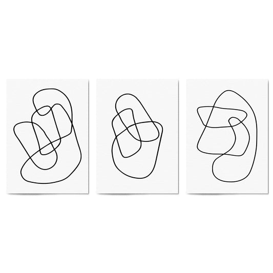 Set of Abstract Line Drawing Minimal Shape Wall Art #1 - The Affordable Art Company