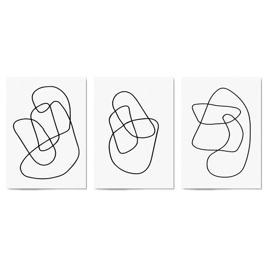 Set of Abstract Line Drawing Minimal Shape Wall Art #1 - The Affordable Art Company