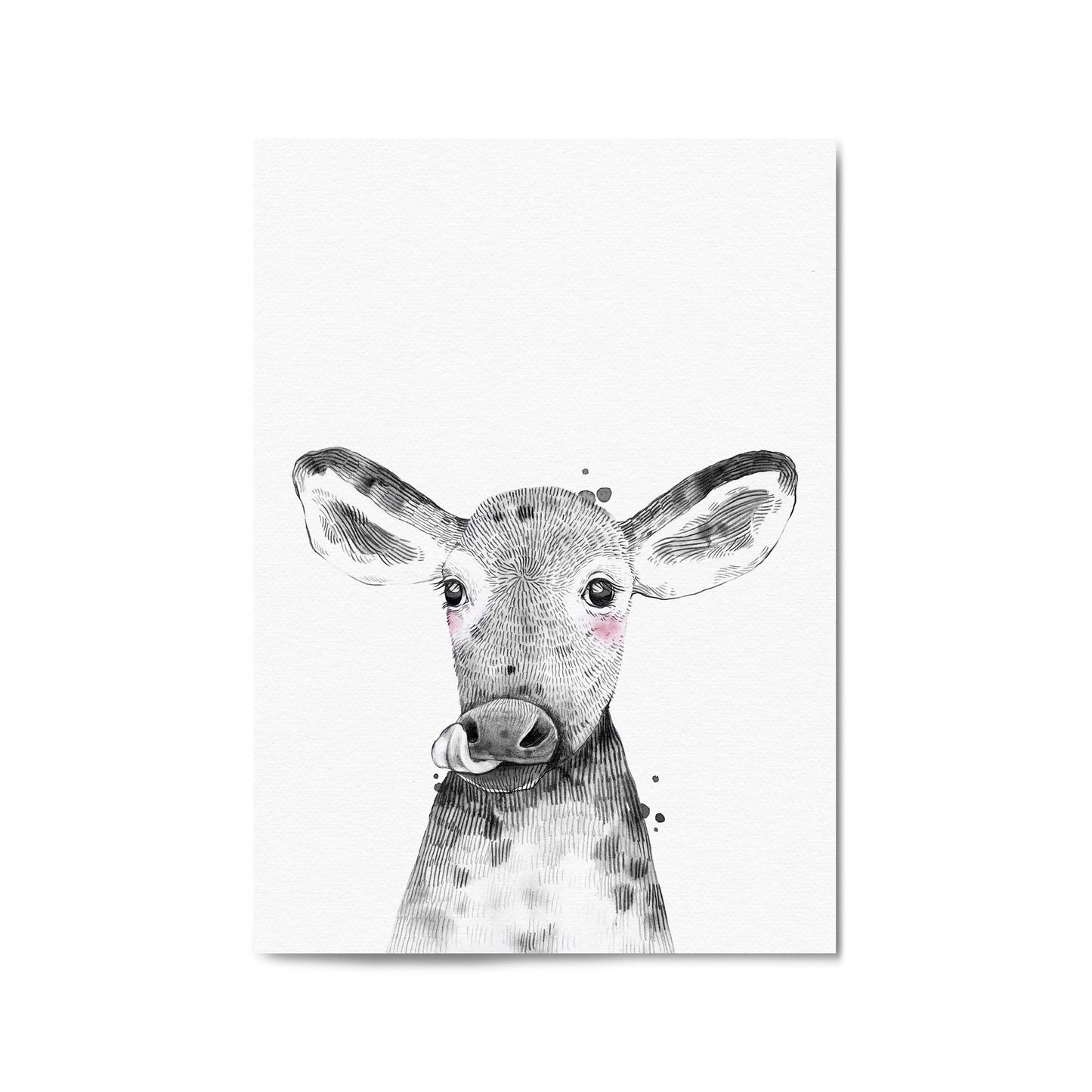 Cute Blushing Baby Cow Nursery Animal Wall Art - The Affordable Art Company