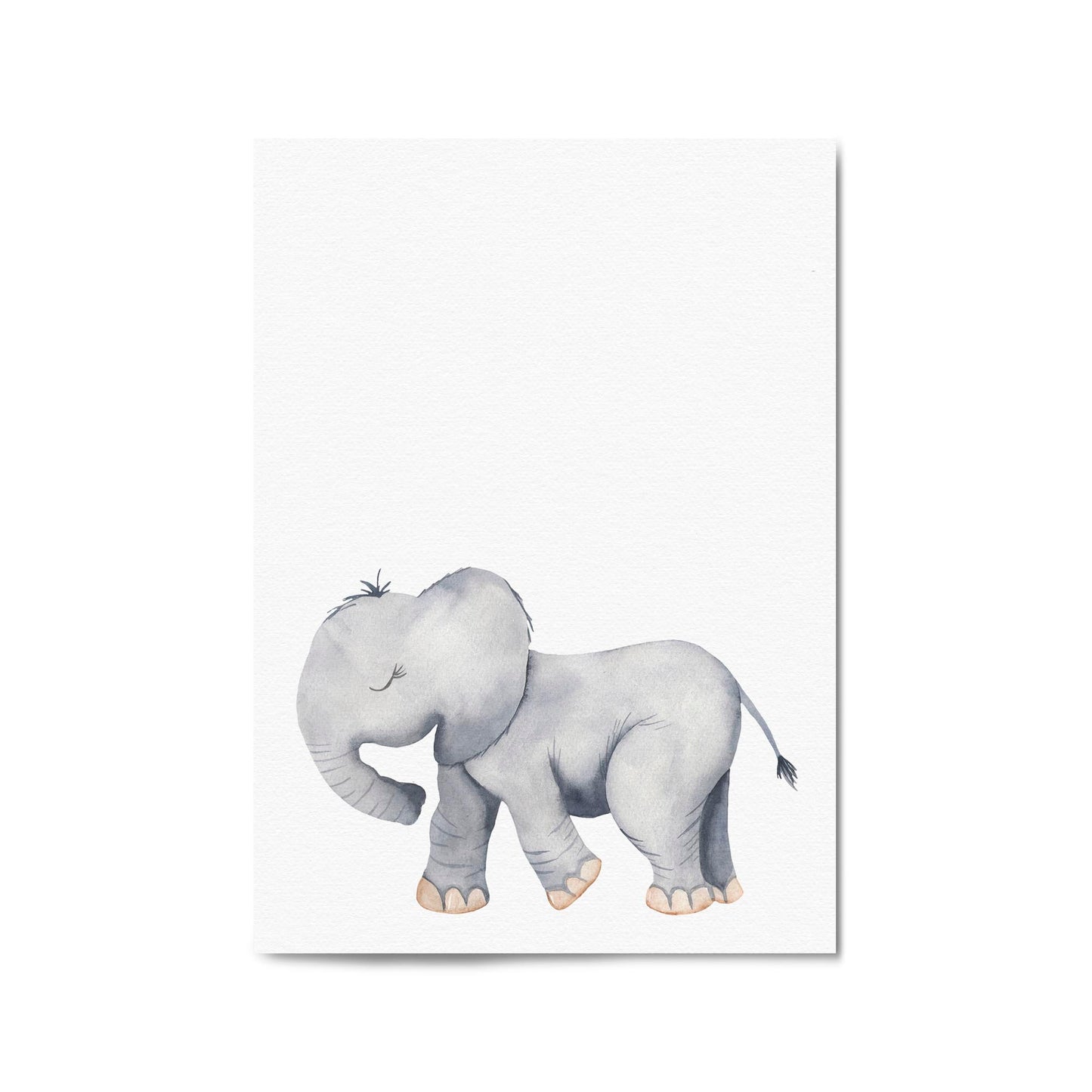 Cartoon Elephant Cute Nursery Baby Animal Wall Art #2 - The Affordable Art Company