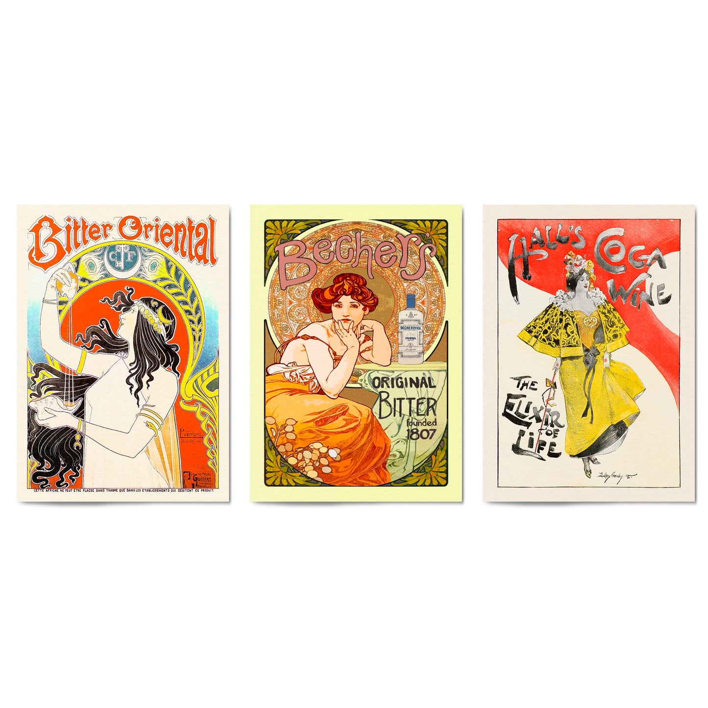 Set of Vintage French Bitter Adverts Wall Art - The Affordable Art Company