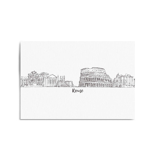 Rome Drawing Cityscape Minimtal Travel Wall Art - The Affordable Art Company