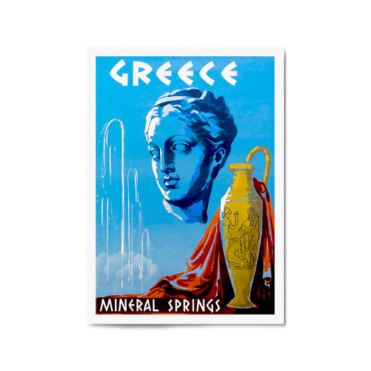 Mineral Springs Greece Vintage Travel Advert Wall Art - The Affordable Art Company