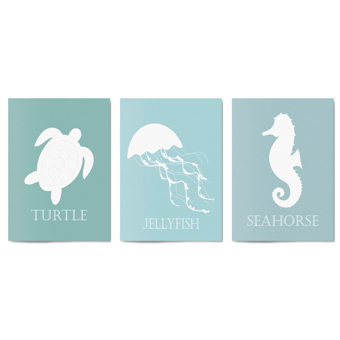 Set of Nursery Sea Life Turtle Seahorse Wall Art - The Affordable Art Company