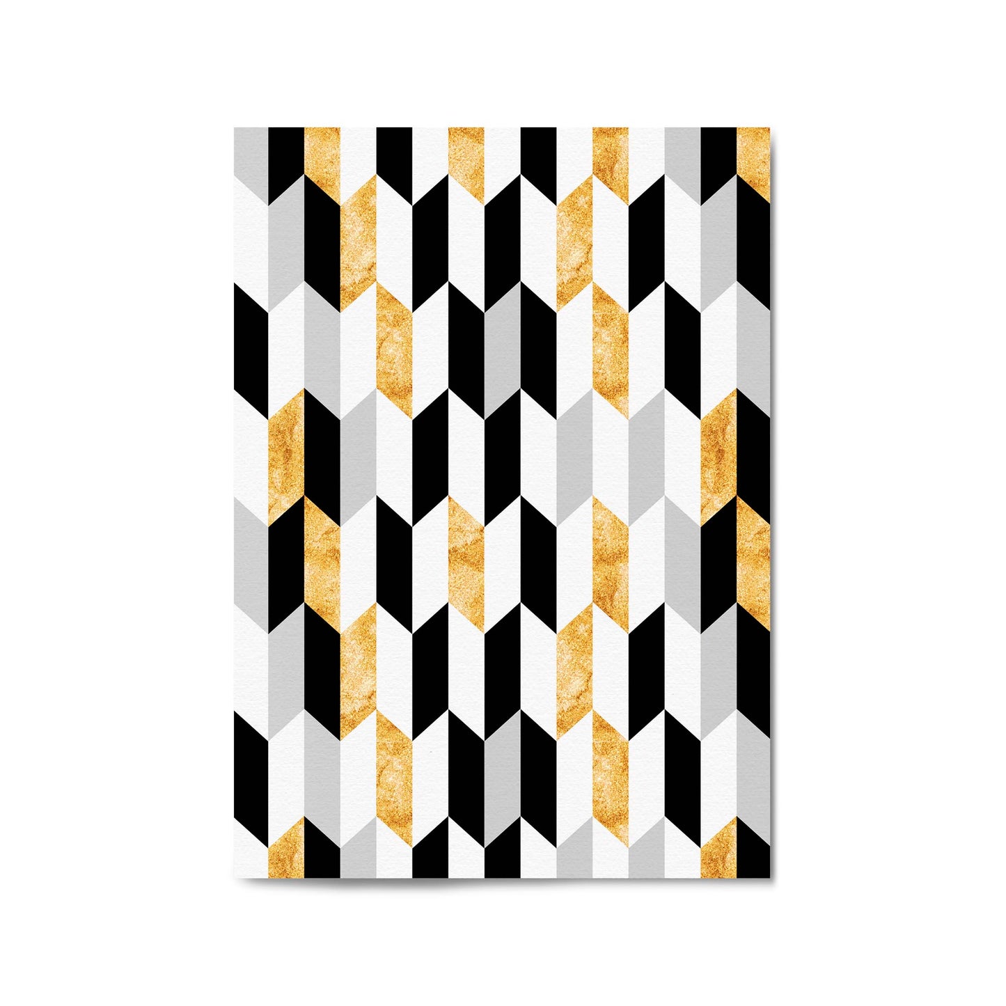 Minimal Geometric Pattern Black, White and Gold Wall Art - The Affordable Art Company