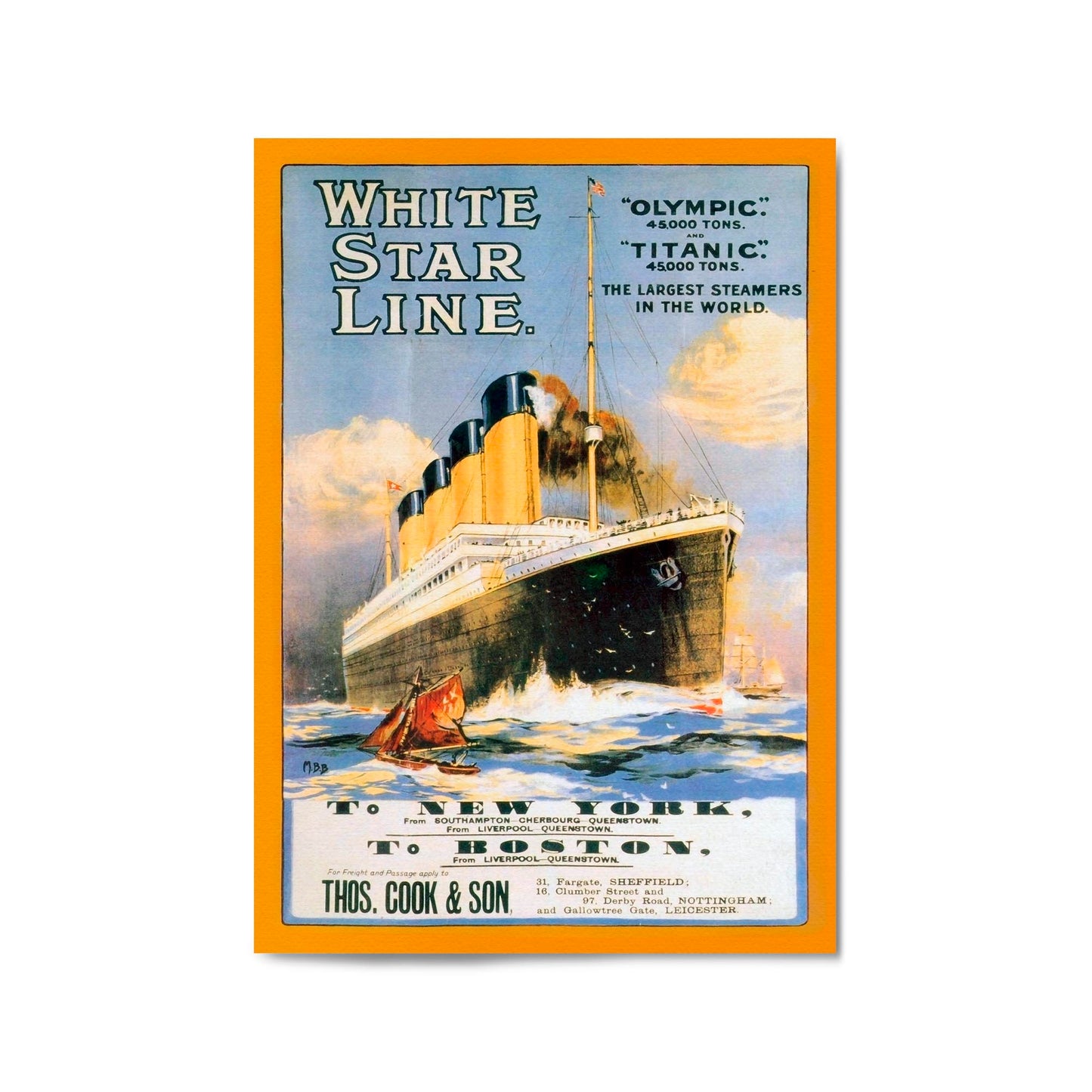 White Star Line - Titanic Vintage Advert Wall Art - The Affordable Art Company