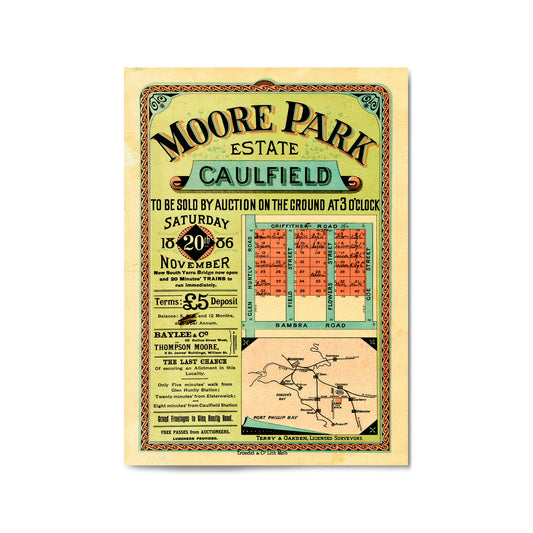 Caulfield Melbourne Vintage Real Estate Advert Wall Art - The Affordable Art Company