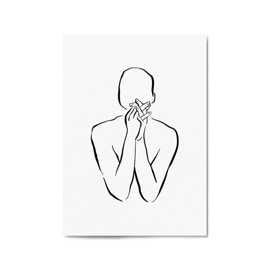 Thinking Nude Female Minimal Line Body Wall Art - The Affordable Art Company