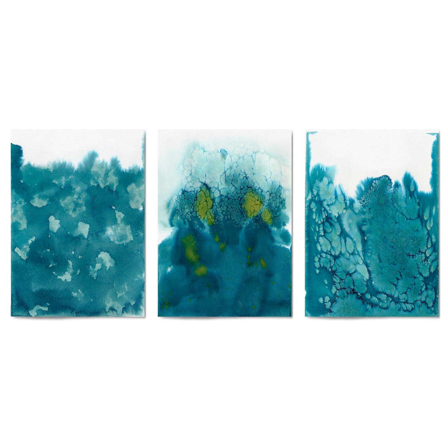 Set of Blue Ink Abstract Painting Faded Wall Art #5 - The Affordable Art Company