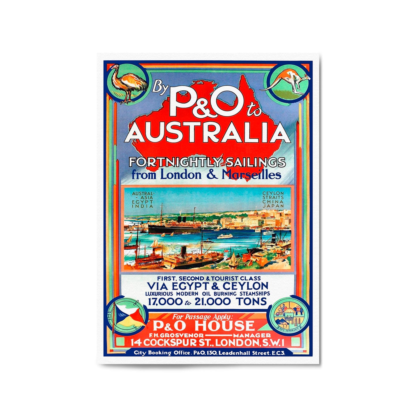 Vintage P&O Australia Travel Wall Art - The Affordable Art Company