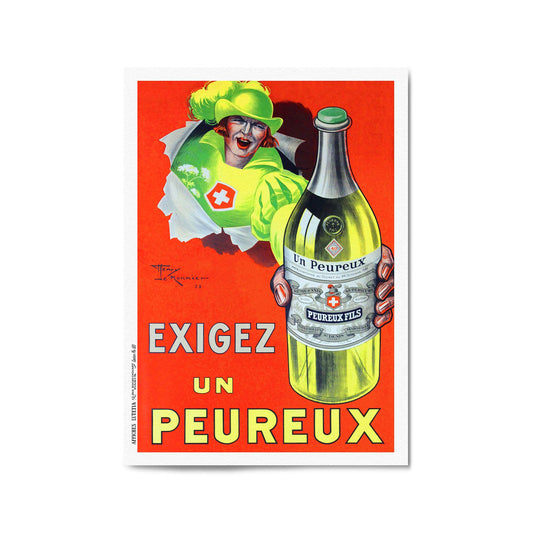 Exigez Un Peureux Vintage Drinks Advert Wall Art - The Affordable Art Company