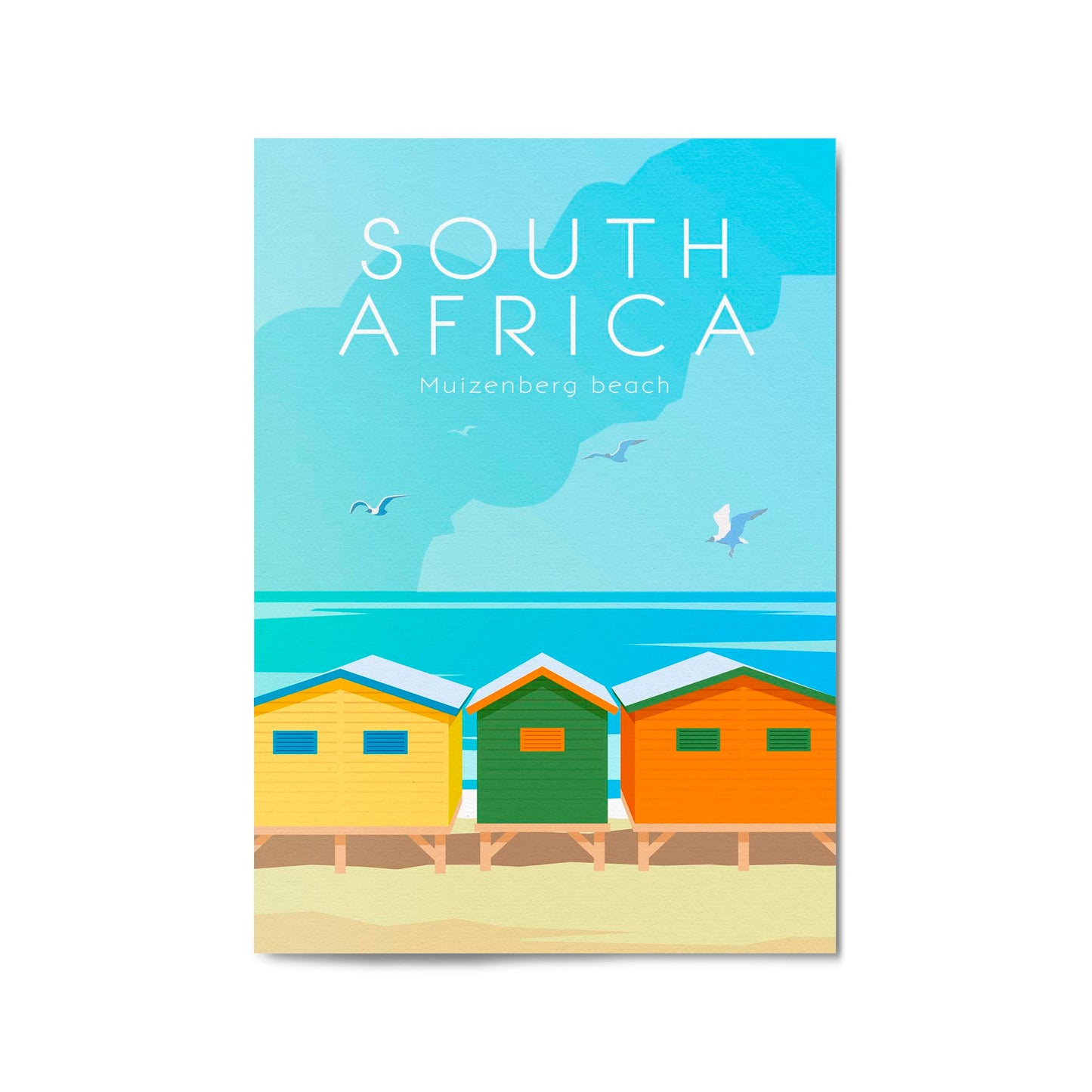 Retro Muizenberg Beach South Africa Wall Art - The Affordable Art Company