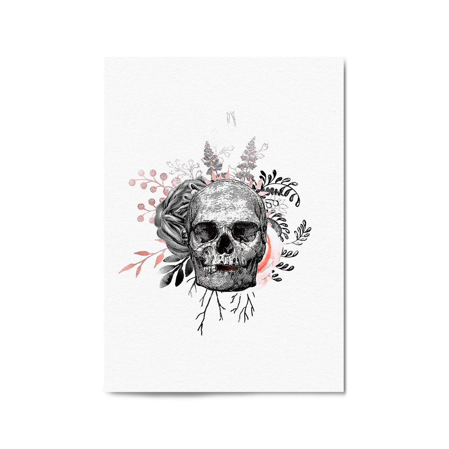 Pink Floral Skull Fashion Girls Bedroom Wall Art #1 - The Affordable Art Company