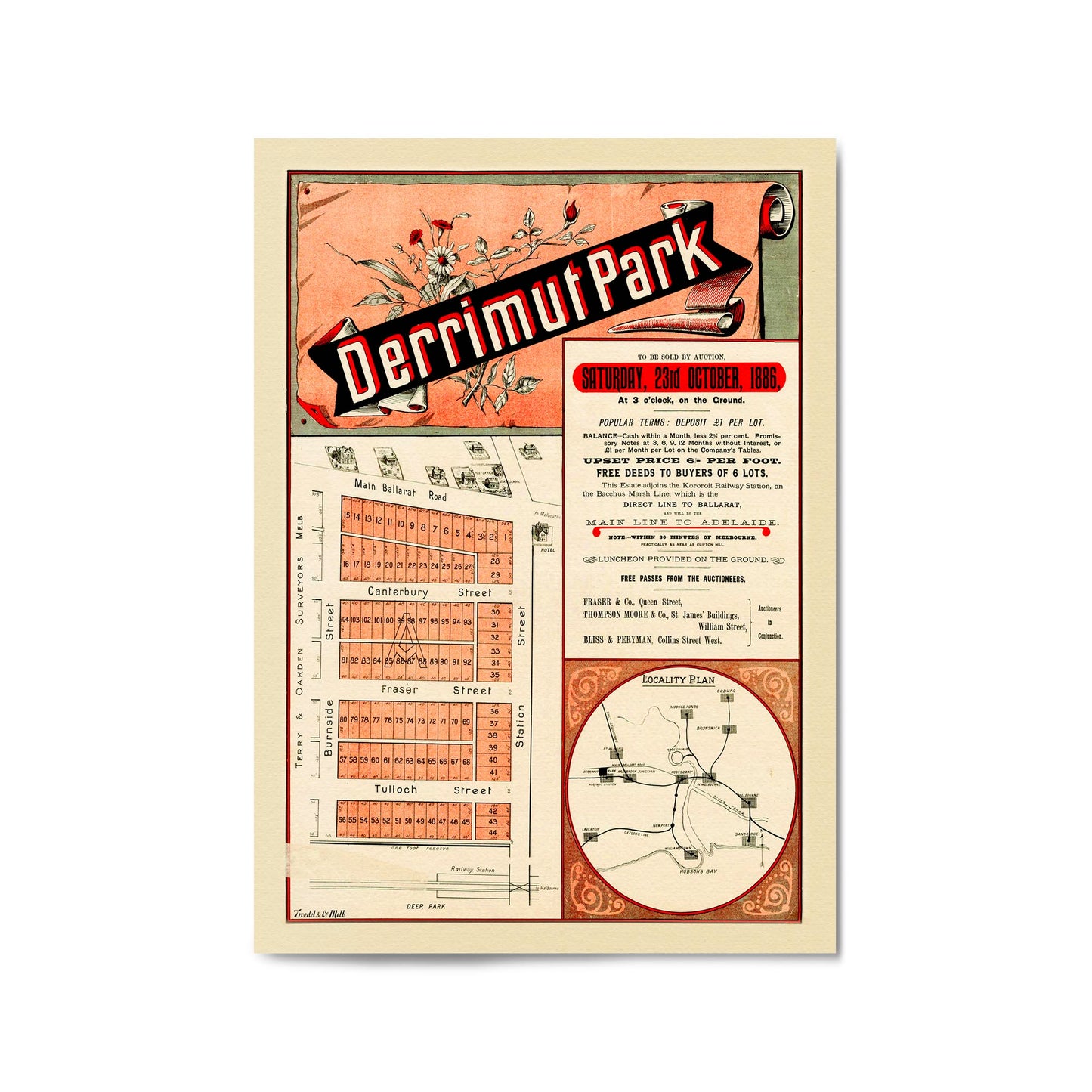 Derrimut Melbourne Vintage Real Estate Advert Art - The Affordable Art Company