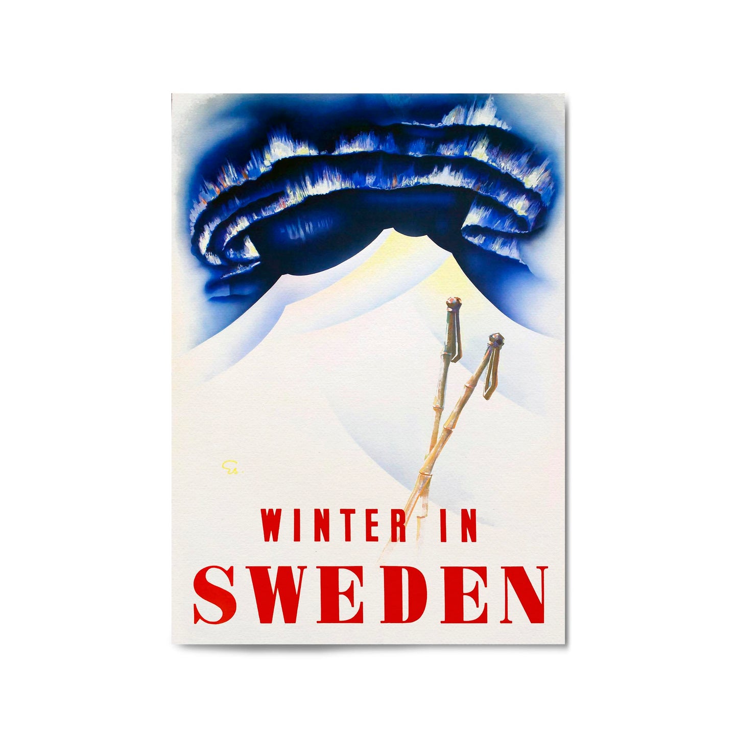 Winter In Sweden Vintage Travel Advert Wall Art - The Affordable Art Company