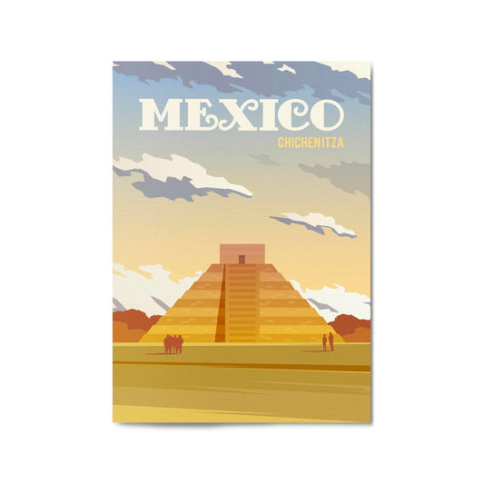 Retro Chichen Itza, Mexico Travel Vintage Wall Art - The Affordable Art Company