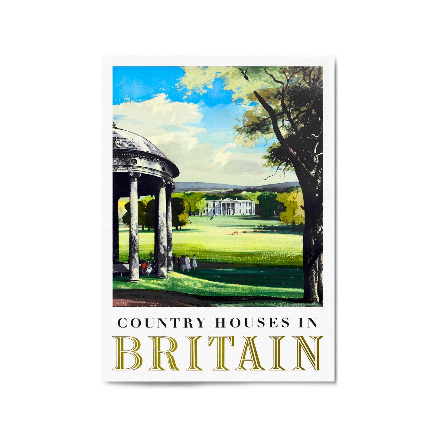 Country Houses In Britain Vintage Travel Advert Wall Art - The Affordable Art Company