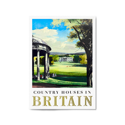 Country Houses In Britain Vintage Travel Advert Wall Art - The Affordable Art Company