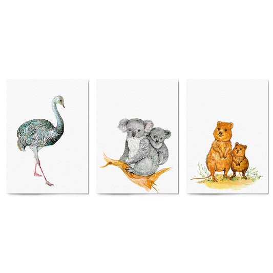 Set of Australian Animals Nursery Cute Wall Art #1 - The Affordable Art Company