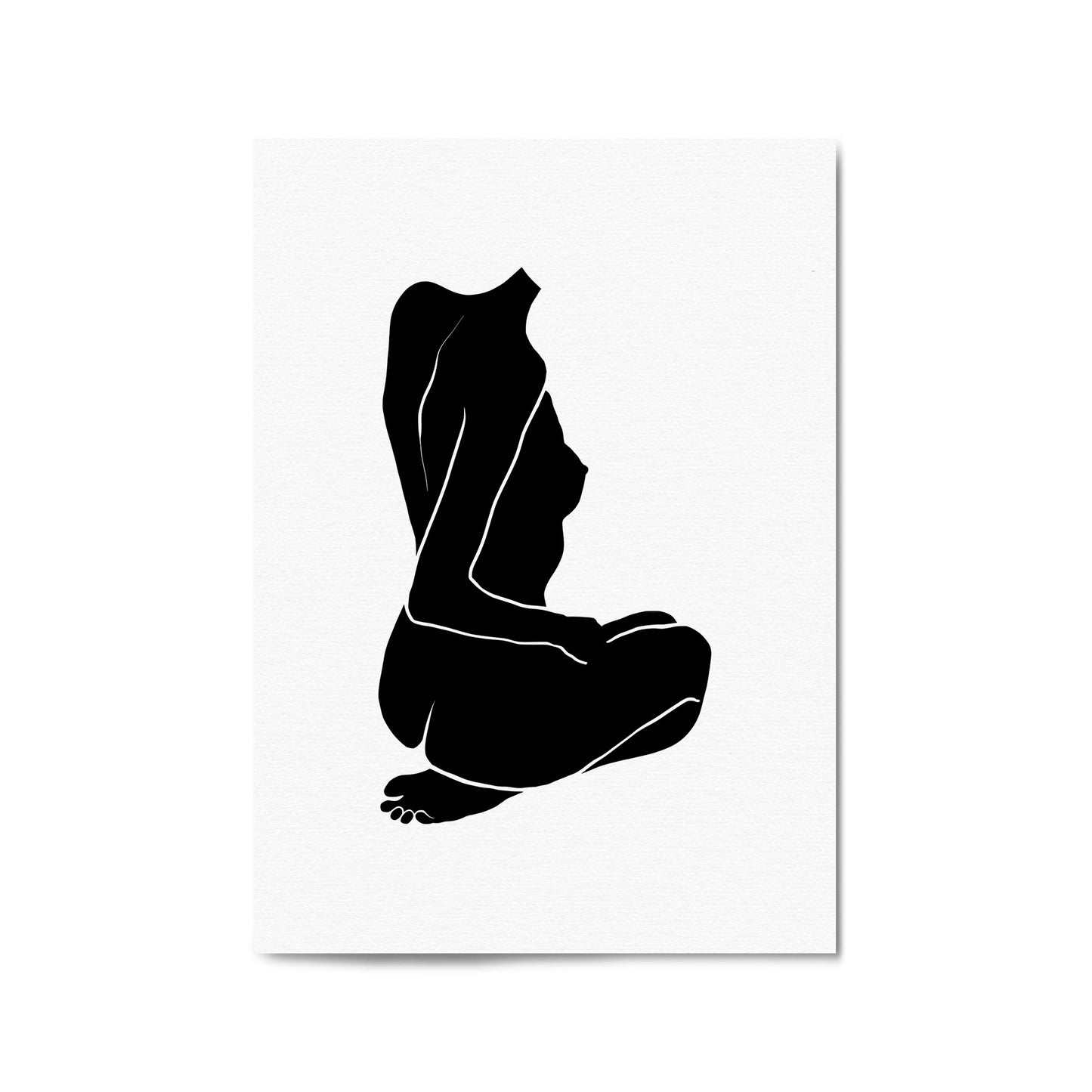 Abstract Black Minimal Female Nude Wall Art - The Affordable Art Company