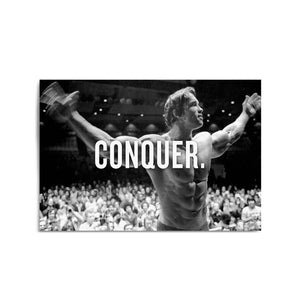 Arnold "Conquer" Fitness Gym Motivational Wall Art - The Affordable Art Company