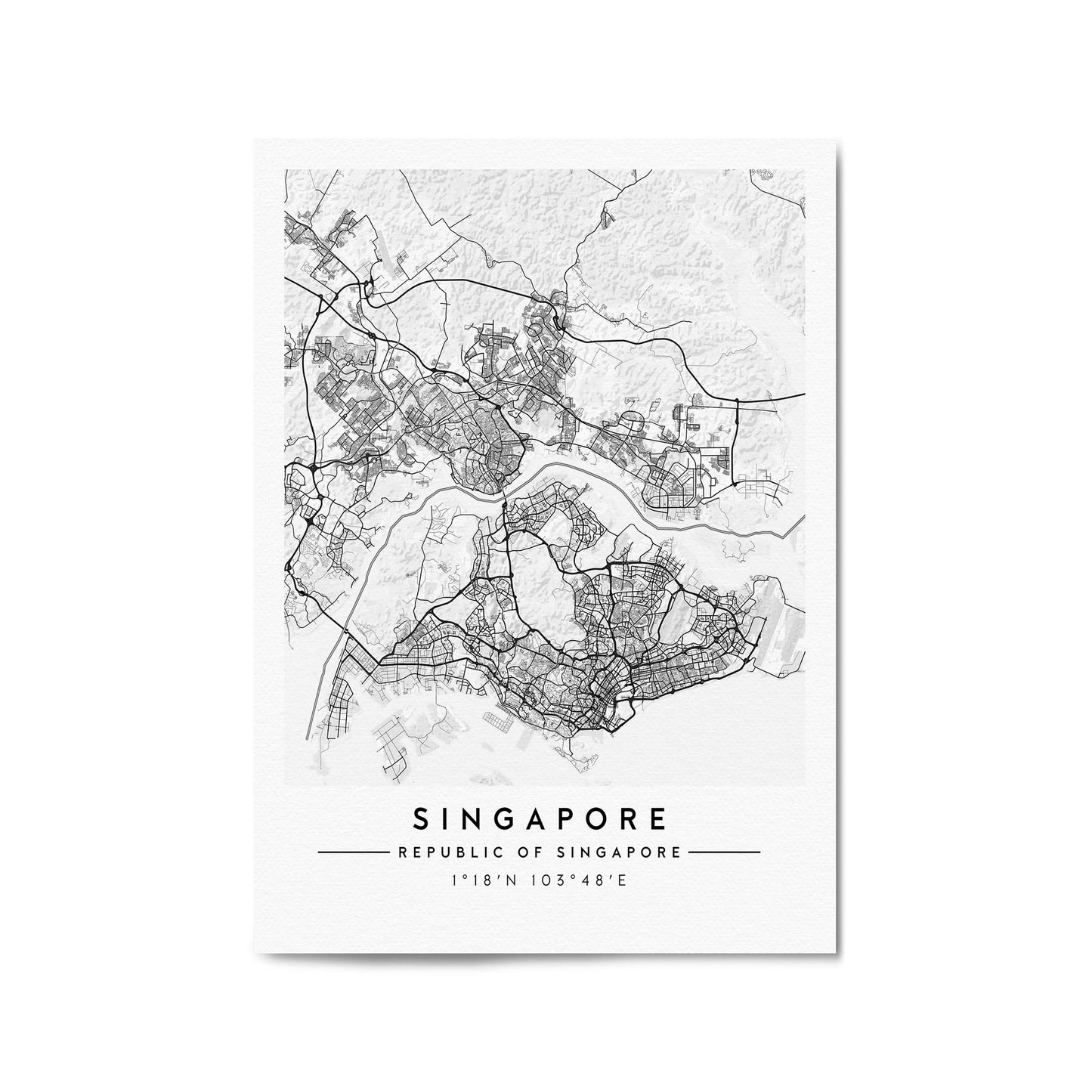 Singapore Minimal Map Wall Art - The Affordable Art Company