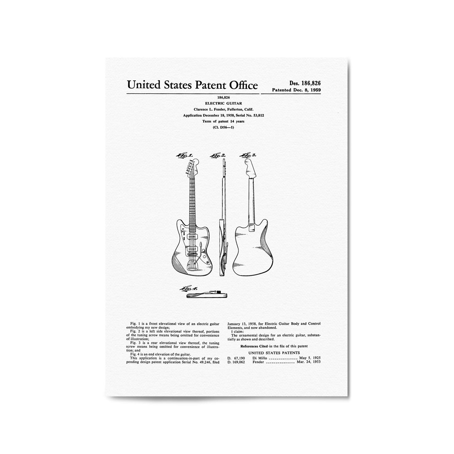 Vintage Guitar Patent Music Wall Art #4 - The Affordable Art Company