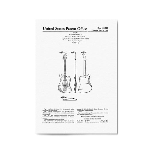 Vintage Guitar Patent Music Wall Art #4 - The Affordable Art Company