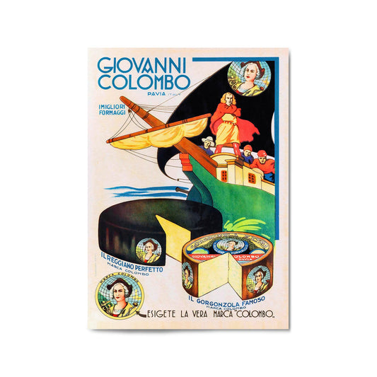 Giovanni Columbo Italian Cheese Vintage Food Advert Wall Art - The Affordable Art Company