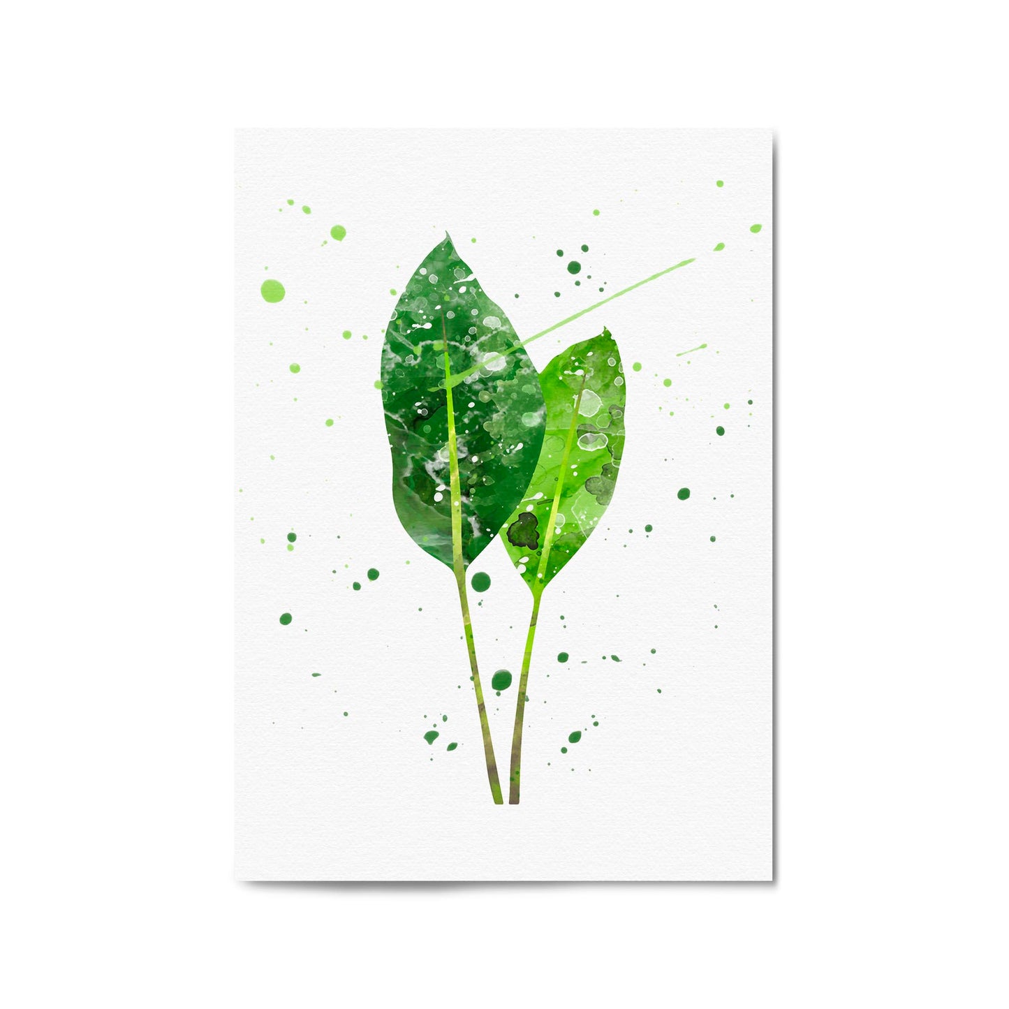 Green Leaf Nature Minimal Painting Wall Art - The Affordable Art Company