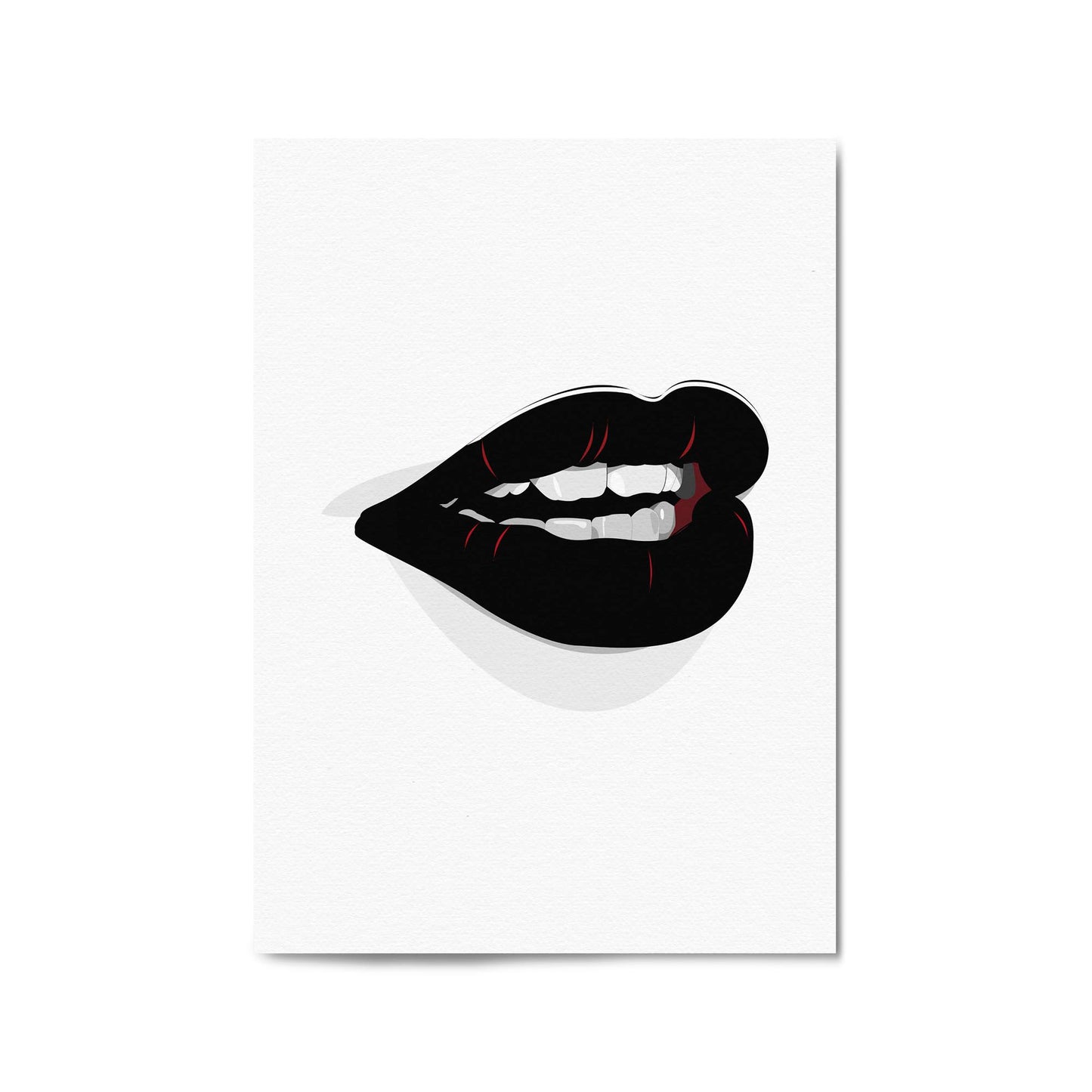 Black Lips Fashion Minimal Girls Bedroom Wall Art - The Affordable Art Company