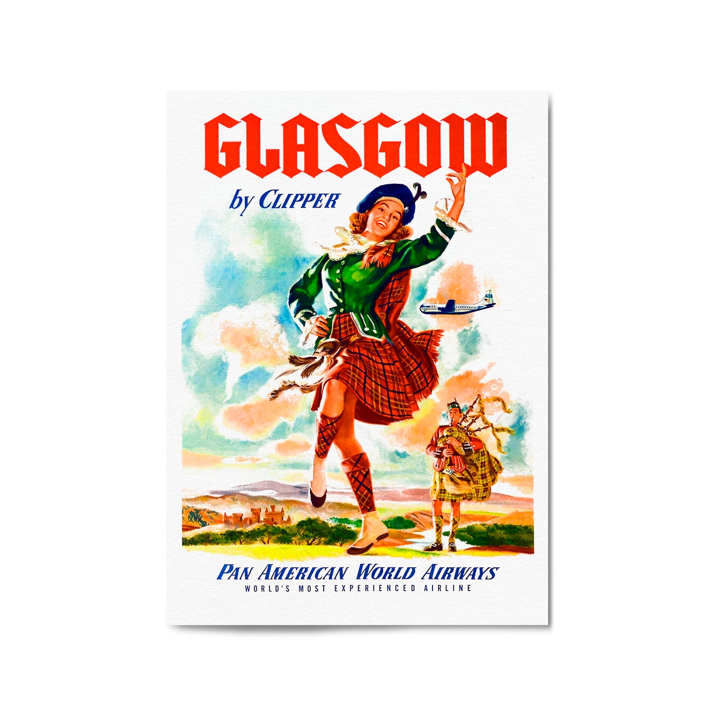 Glasgow, Scotland Vintage Travel Advert Wall Art - The Affordable Art Company