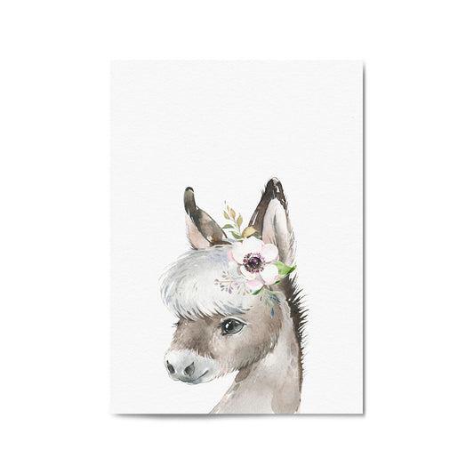 Cute Baby Donkey Nursery Animal Gift Wall Art - The Affordable Art Company