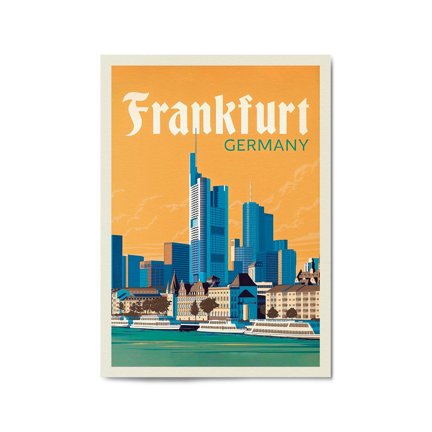 Retro Frankfurt, Germany Travel Advert Wall Art - Portsby