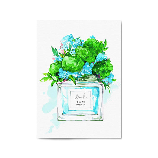 Green Floral Perfume Bottle Fashion Wall Art - The Affordable Art Company