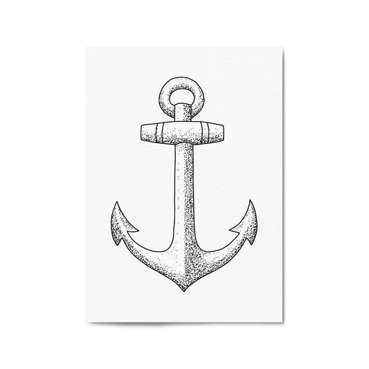 Anchor Drawing Nautical Coastal Bathroom Wall Art #2 - The Affordable Art Company