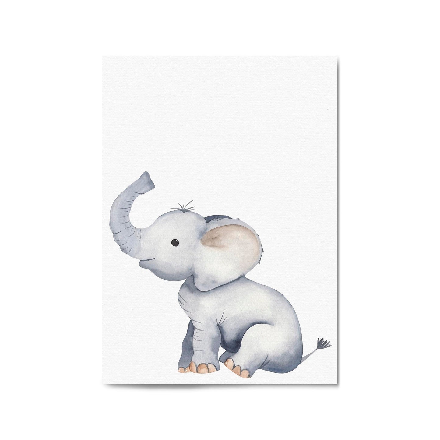 Cartoon Elephant Cute Nursery Baby Animal Wall Art #1 - The Affordable Art Company