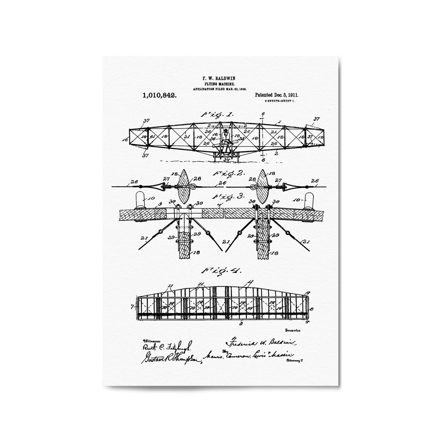 Airplane Patent Vintage Minimal Man Cave Wall Art #3 - The Affordable Art Company