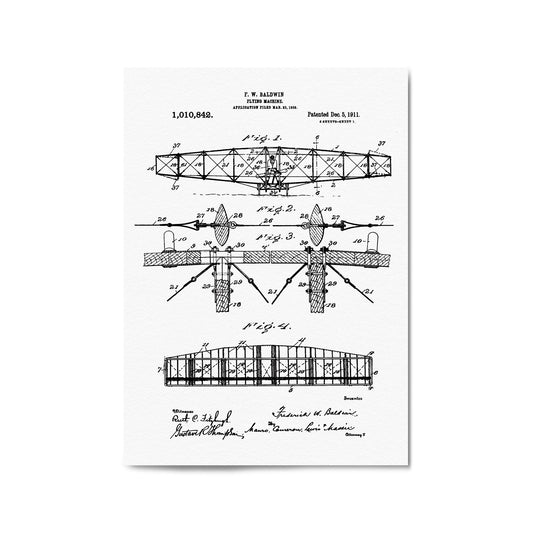Airplane Patent Vintage Minimal Man Cave Wall Art #3 - The Affordable Art Company