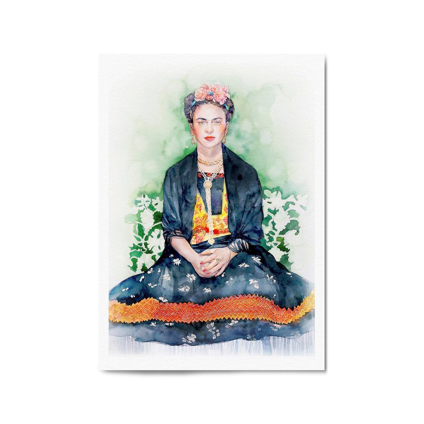 Frida Kahlo Watercolour Painting Fashion Wall Art - The Affordable Art Company