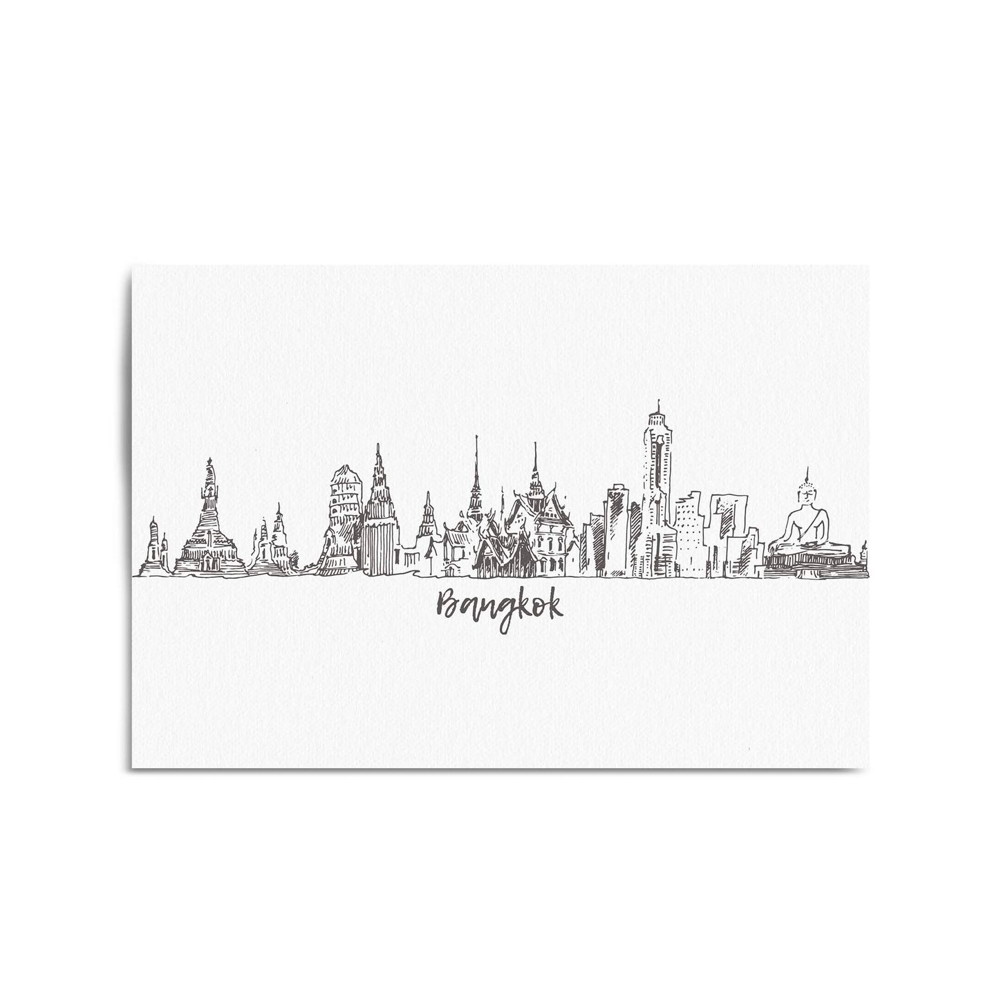 Bangkok Thailand Drawing Minimal Travel Wall Art - The Affordable Art Company