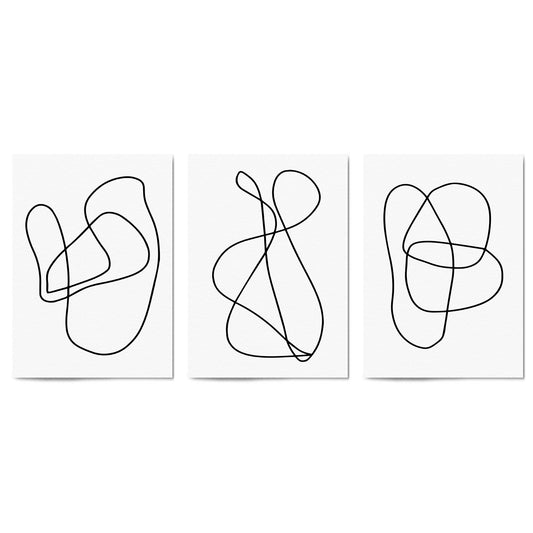 Set of Abstract Line Drawing Minimal Shape Wall Art #3 - The Affordable Art Company