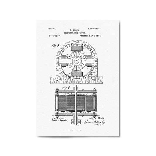 Vintage Electro Motor Patent Wall Art #2 - The Affordable Art Company