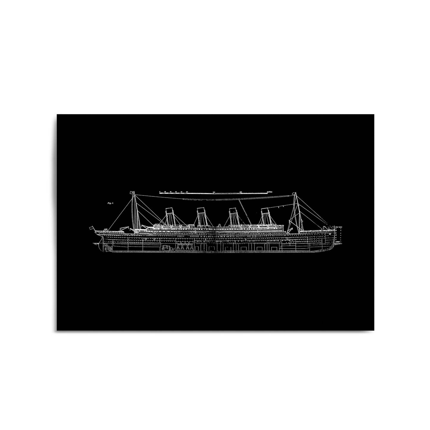 Vintage Titanic Plans Schematic White Wall Art #2 - The Affordable Art Company