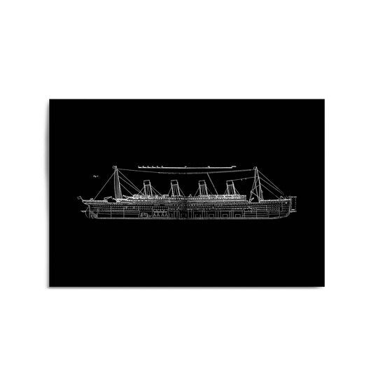 Vintage Titanic Plans Schematic White Wall Art #2 - The Affordable Art Company