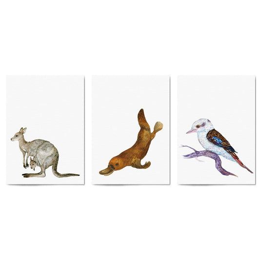 Set of Australian Animals Nursery Cute Wall Art #2 - The Affordable Art Company
