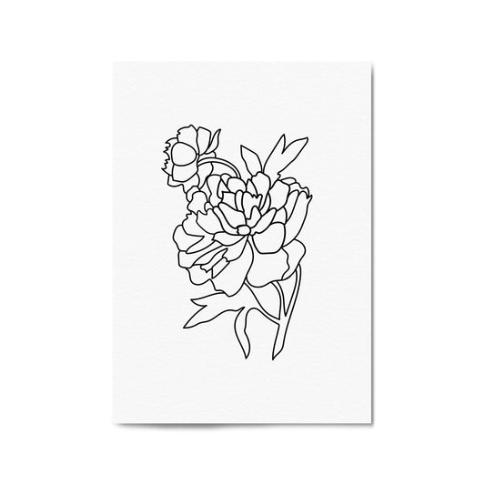 Minimal Flower Line Drawing Abstract Wall Art #4 - The Affordable Art Company